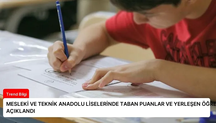 MESLEKİ VE TEKNİK ANADOLU LİSELERİNDE TABAN PUANLAR VE YERLEŞEN ÖĞRENCİLER AÇIKLANDI