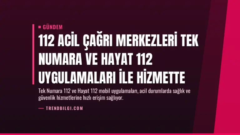 112 Acil Çağrı Merkezleri Tek Numara ve Hayat 112 Uygulamaları ile Hizmette