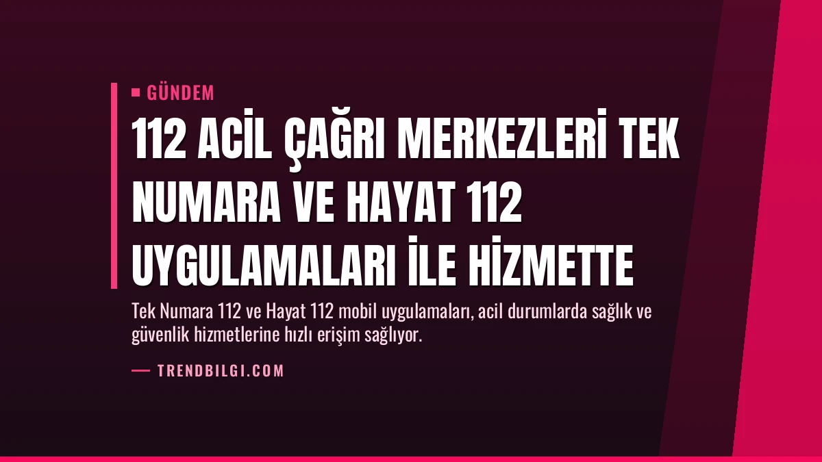 112 Acil Çağrı Merkezleri Tek Numara ve Hayat 112 Uygulamaları ile Hizmette