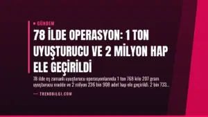 78 İlde Operasyon: 1 Ton Uyuşturucu ve 2 Milyon Hap Ele Geçirildi