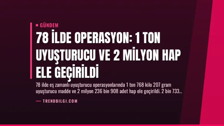 78 İlde Operasyon: 1 Ton Uyuşturucu ve 2 Milyon Hap Ele Geçirildi