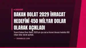 Bakan Bolat 2029 İhracat Hedefini 450 Milyar Dolar Olarak Açıkladı