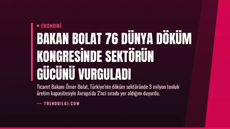 Bakan Bolat 76 Dünya Döküm Kongresinde Sektörün Gücünü Vurguladı