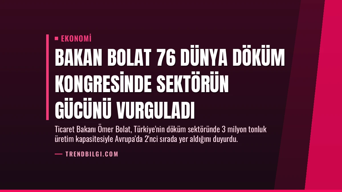 Bakan Bolat 76 Dünya Döküm Kongresinde Sektörün Gücünü Vurguladı