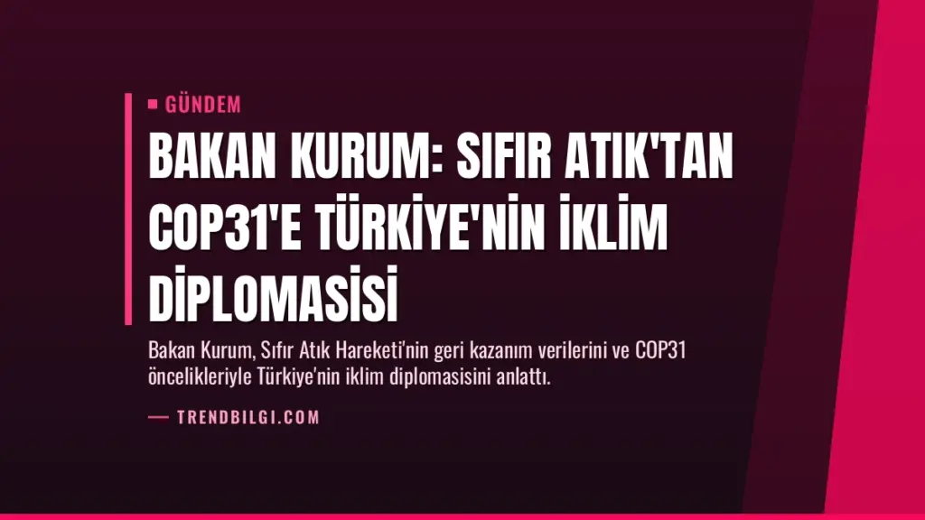 Bakan Kurum: Sıfır Atık'tan COP31'e Türkiye'nin İklim Diplomasisi