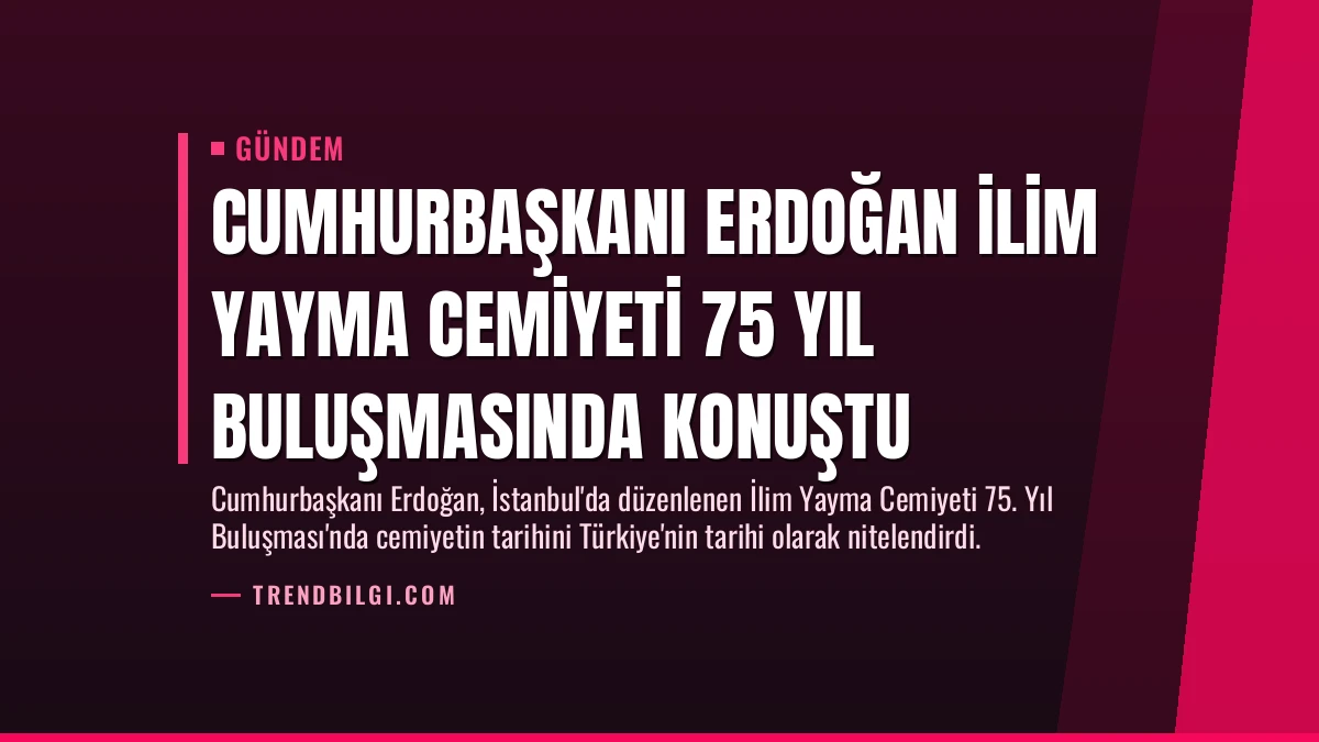 Cumhurbaşkanı Erdoğan İlim Yayma Cemiyeti 75 Yıl Buluşmasında Konuştu