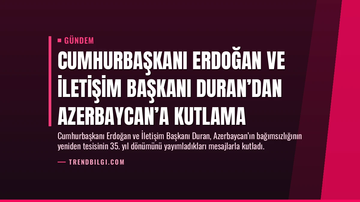Cumhurbaşkanı Erdoğan ve İletişim Başkanı Duran’dan Azerbaycan’a Kutlama
