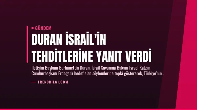 Duran İsrail’in Tehditlerine Yanıt Verdi