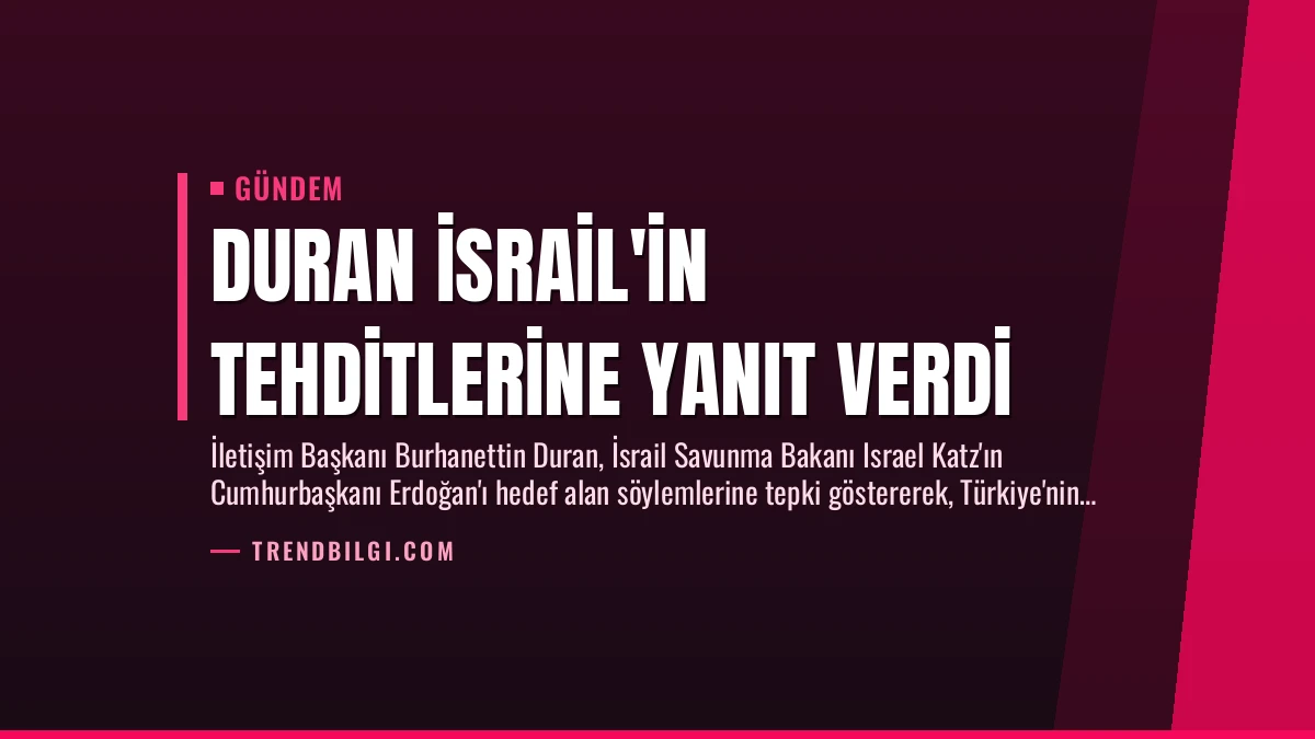 Duran İsrail’in Tehditlerine Yanıt Verdi