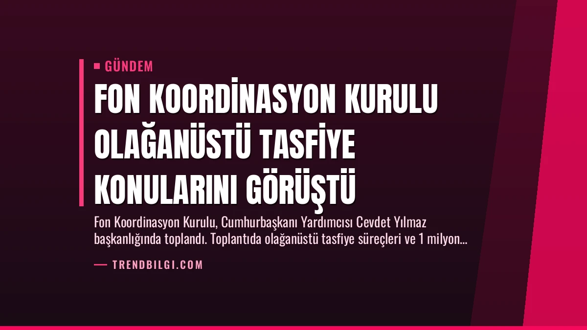 Fon Koordinasyon Kurulu Olağanüstü Tasfiye Konularını Görüştü