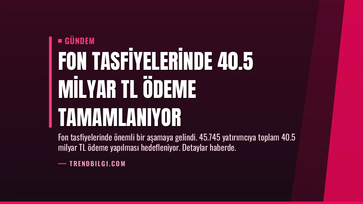 Fon Tasfiyelerinde 40.5 Milyar TL Ödeme Tamamlanıyor