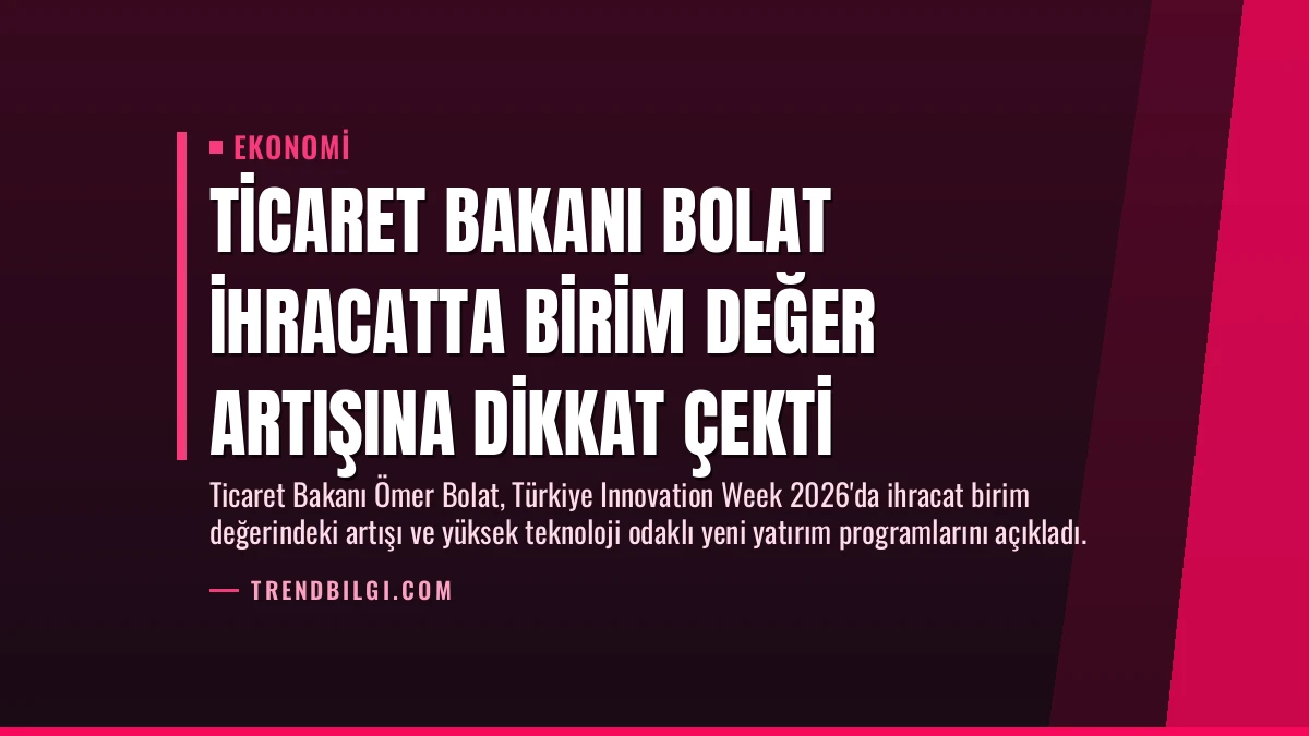 Ticaret Bakanı Bolat İhracatta Birim Değer Artışına Dikkat Çekti
