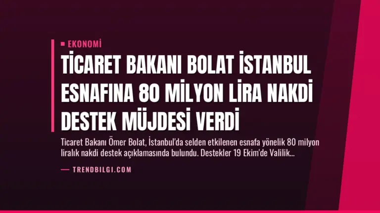 Ticaret Bakanı Bolat İstanbul Esnafına 80 Milyon Lira Nakdi Destek Müjdesi Verdi