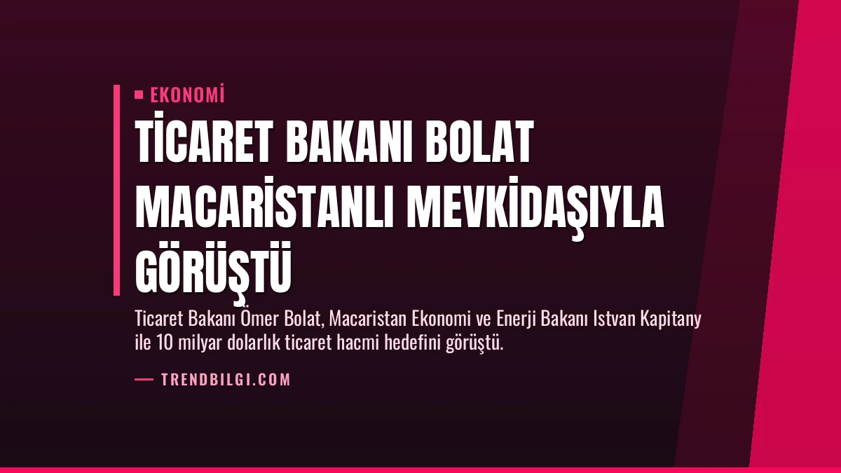 Ticaret Bakanı Bolat Macaristanlı mevkidaşıyla görüştü