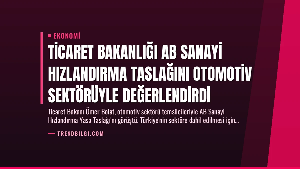 Ticaret Bakanlığı AB Sanayi Hızlandırma Taslağını Otomotiv Sektörüyle Değerlendirdi