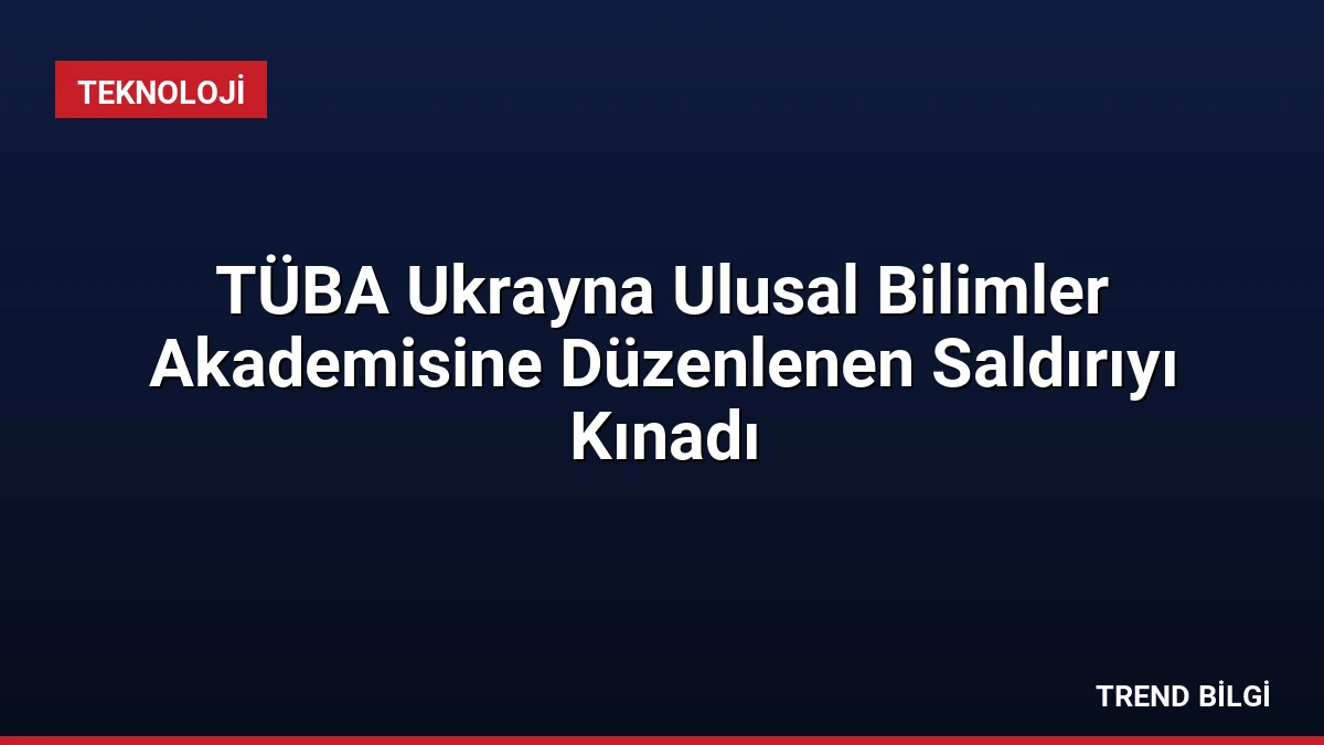 TÜBA Ukrayna Ulusal Bilimler Akademisine Düzenlenen Saldırıyı Kınadı