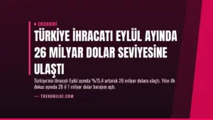 Türkiye ihracatı Eylül ayında 26 milyar dolar seviyesine ulaştı