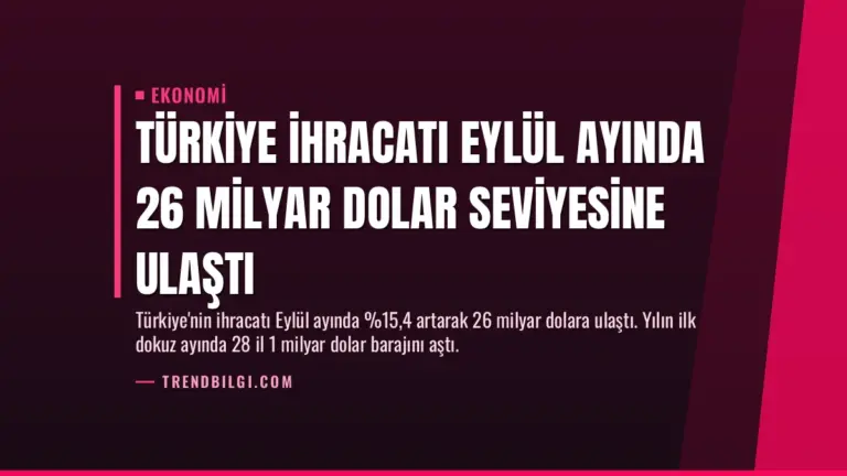 Türkiye ihracatı Eylül ayında 26 milyar dolar seviyesine ulaştı