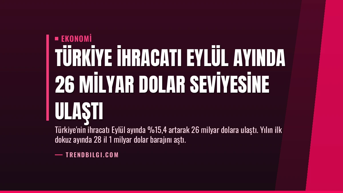 Türkiye ihracatı Eylül ayında 26 milyar dolar seviyesine ulaştı