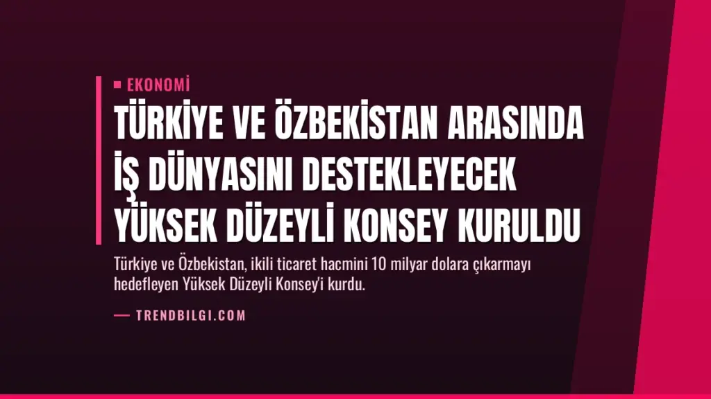 Türkiye ve Özbekistan Arasında İş Dünyasını Destekleyecek Yüksek Düzeyli Konsey Kuruldu